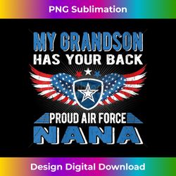 Womens My Grandson Has Your Back Proud Air Force Nana Military Gift V-Neck - Unique Sublimation PNG Download
