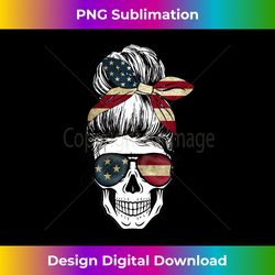 american flag skull lady with hair bow and glasses flag - png sublimation digital download