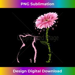Breast Cancer Awareness Pink Ribbon Daisy Flower Cat Lovers Long Sleeve - Contemporary PNG Sublimation Design - Pioneer