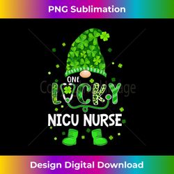Funny Gnome One Lucky NICU Nurse St Patricks Day Shamrock - Contemporary PNG Sublimation Design - Challenge Creative Bou