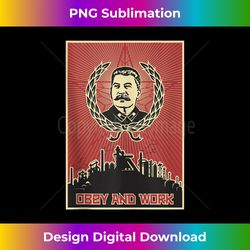 obey and work stalin sovi8 vintage propaganda. tank top - high-resolution png sublimation file