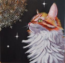 Mystic cat 1 acrylic painting on stretched canvas