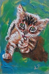 Sweet kitten oil painting 4x6inch