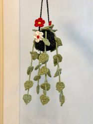 Crochet Flower Plant, Crochet Succulent, Hanging Pot Crochet, Flower Pot Crochet