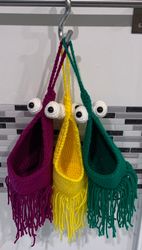 Crochet Alien Plant Hanger, Crochet Alien Yip Yip, Crochet Yip Yip Plant Hanger, Car Accessories
