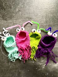 Crochet Mini Martian Hanger, Crochet Alien Plant Hanger, Crochet Martian Car Decor, Car Accessories