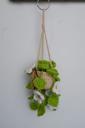 Cute Potted Plants Crochet, Car Mirror Hanging Accessories, Car Rearview Mirror Decor