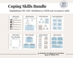Coping Skills Bundle, Anxiety Coping Cards, Social Emotional Regulation, Therapy Resources, Therapy tools