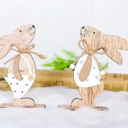 Easter Wooden Ornament Rabbit Bunny Table Decoration