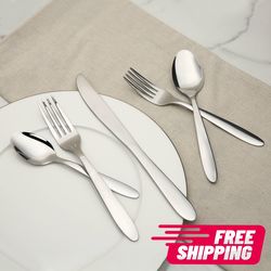 Breck 20-Piece Stainless Steel Flatware Set, Silver, Service for 4 - N925