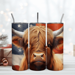 american flag cows 20 oz tumbler sublimation wrap png