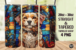dog stained glass tumbler wrap 20oz png