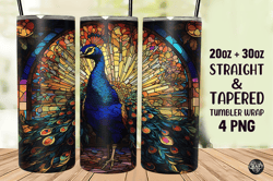peacock stained glass tumbler wrap 20oz