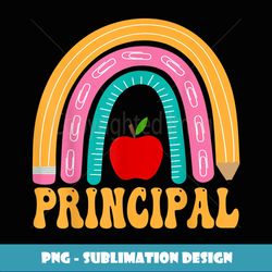 Principal Rainbow Pencil Back To School Appreciation - Retro PNG Sublimation Digital Download