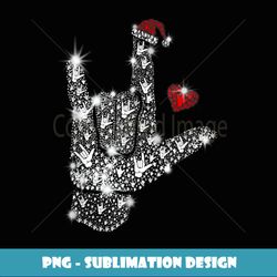 Love ASL Merry Christmas American Sign Language Xmas Santa - Retro PNG Sublimation Digital Download