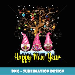 Happy New Year 2023 Pink Gnomes Xmas Family Fireworks - High-Resolution PNG Sublimation File