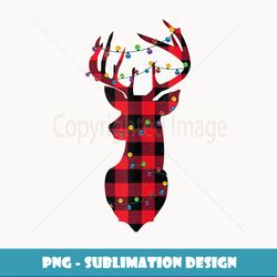 Buffalo Plaid Reindeer Deer Funny Christmas Pajama Holiday - Retro PNG Sublimation Digital Download