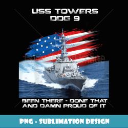 USS Towers DDG-9 Destroyer Ship USA Flag Veteran Father Day - Professional Sublimation Digital Download