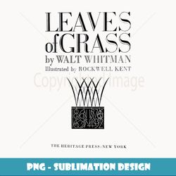 Leaves of Grass Walt Whitman Title Page - Vintage Sublimation PNG Download