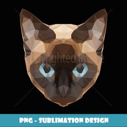 Low Poly Geometric Siamese Cat Face - Stylish Sublimation Digital Download