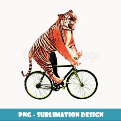 tiger riding bicycle - funny tiger gift for a cyclist - decorative sublimation png file
