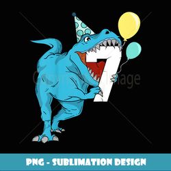 Kids Dinosaur 7th Birthday Boy 7 Rex Seven Year Old - Sublimation-Ready PNG File