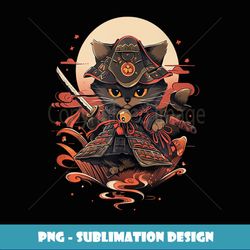 retro japanese cat samurai tattoo graphic ninja kawaii - professional sublimation digital download
