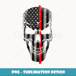 hin red line firefighter american flag skull - exclusive png sublimation download