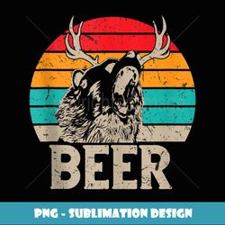 funny vintage drinking - bear deer beer - png transparent sublimation file