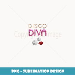 Disco Diva Ladies Disco Gold Ball Silver Red Lips - Modern Sublimation PNG File