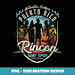 Rincon Surfing Vintage 80s Palm Tree Surfer Puerto Rico Surf - Retro PNG Sublimation Digital Download