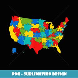United States Puzzle Map T- All The States USA School - PNG Transparent Sublimation Design