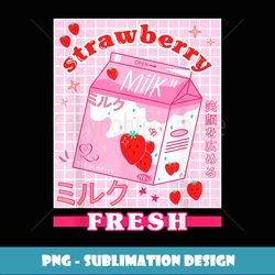 Funny Retro 90s Japan Kawaii Strawberry Milkshake Carton - PNG Transparent Sublimation File