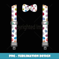 easter eggs bow tie & suspenders egg hunting bunny - sublimation-ready png file