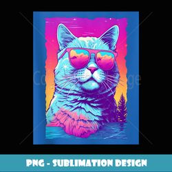 Vaporwave Cat wearing Sunglasses - PNG Transparent Digital Download File for Sublimation