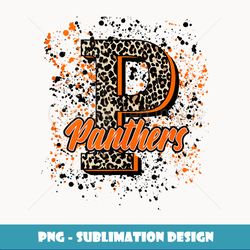 Panthers Mascot Orange and Black School Spirit - Unique Sublimation PNG Download