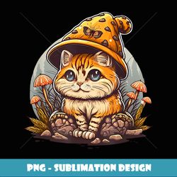 cottagecore aesthetic cats cat mushroom hat kawaii - unique sublimation png download