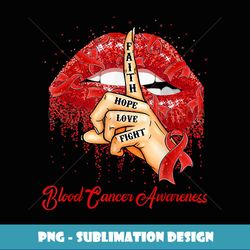 Faith Hope Love Fight Red Ribbon Blood Cancer Awareness - Vintage Sublimation PNG Download
