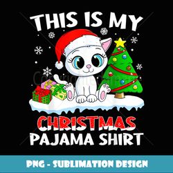 This Is My Christmas Pajama Cat Santa Gift Women Kids - Retro PNG Sublimation Digital Download