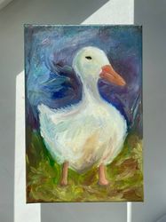 Goose Oil Painting Original Cute Art