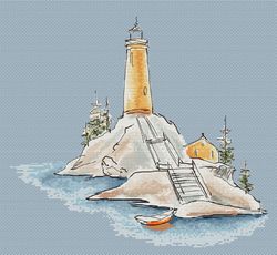 The Calm Lighthouse Cross Stitch Pattern PDF