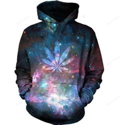 Cannabis Hoodie Black Galaxy Space Weed Design 3D Full Printed Sizes S - 5XL CA101910