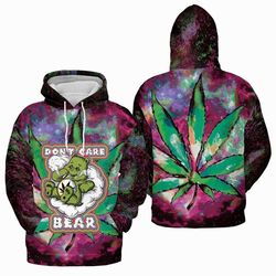Cannabis Hoodie Bear Dont Care Design 3D Full Printed Sizes S - 5XL CA101919