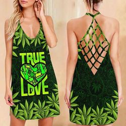 cannabis true love criss cross open back camisole tank top design 3d size s - 3xl - ca102154