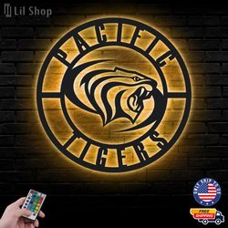 Pacific Tigers Metal Sign, NCAA Logo Metal Led Wall Sign, NCAA Wall decor, Pacific Tigers LED Metal Wall Art