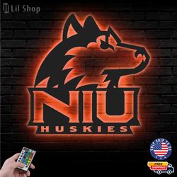 Northern Illinois Huskies Metal Sign, NCAA Logo Metal Led Wall Sign, NCAA Wall decor, LED Metal Wall Art