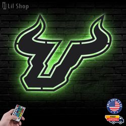 South Florida Bulls Metal Sign, NCAA Logo Metal Led Wall Sign, NCAA Wall decor, South Florida Bulls LED Metal Wall Art