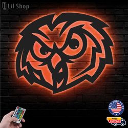 Temple Owls Metal Sign, NCAA Logo Metal Led Wall Sign, NCAA Wall decor, Temple Owls LED Metal Wall Art