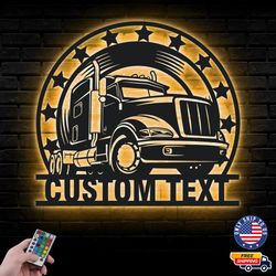 Custom Semi Truck Driver Metal Sign, Trucker Name Metal Led Wall Sign, Wall decor, Wheeler Decoration