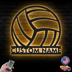 Custom Name Volleyball Metal Sign, Volleyball Coach Metal Led Wall Sign, Wall decor, Sport Metal LED Decor